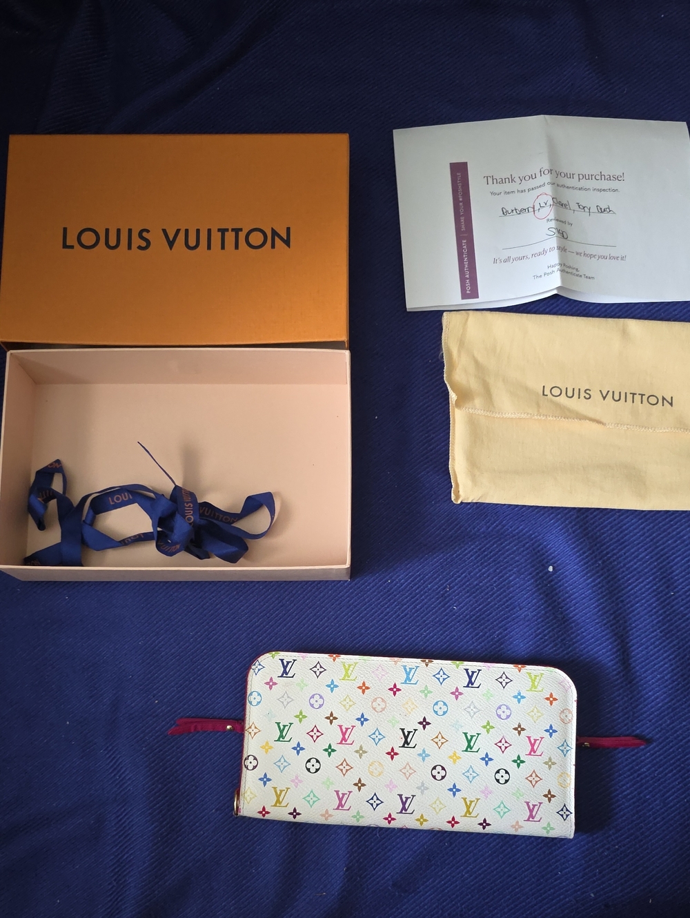 Louis Vuitton White Murakami Monogram Zipper Wallet